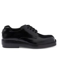 Prada - Brushed Leather Derby Shoes - Lyst