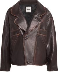 Sandro - Double-Breasted Leather Jacket - Lyst