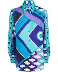 PUCCI - Silk Geometric Oversized Shirt - Lyst