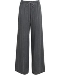 Self-Portrait - Embellished Pinstripe Wide-Leg Trousers - Lyst