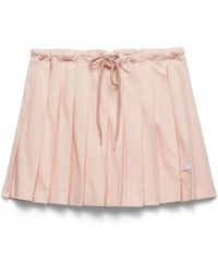 Prada - Cotton Pleated Mini Skirt - Lyst