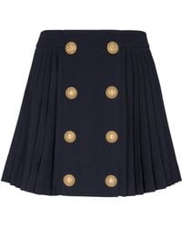 Balmain - Pleated Button-trim Mini Skirt - Lyst