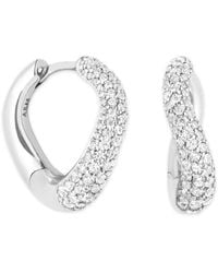 Astrid & Miyu - Rhodium-Plated And Crystal Wave Hoop Earrings - Lyst