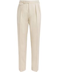 Ralph Lauren - Silk Pleated Gregory Straight Trousers - Lyst