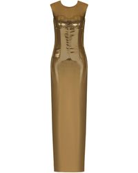 Dolce & Gabbana - Lamé Corset Maxi Dress - Lyst