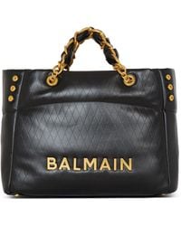 Balmain - Leather 1945 Soft Tote Bag - Lyst