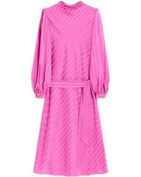 Valentino - Silk Jacquard Stripe Midi Dress - Lyst