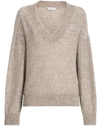 Brunello Cucinelli - Sparkling V-Neck Sweater - Lyst