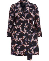 Marina Rinaldi - Floral Print Belted Overcoat - Lyst