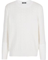 Balmain - Wool-Linen-Blend Monogram Sweater - Lyst