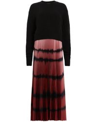 AllSaints - Curtis Knitted Jumper And Ombre Recycled-polyester Midi Dres - Lyst