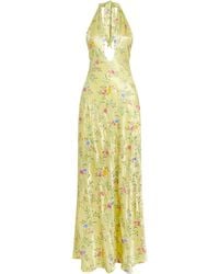 RIXO London - Satin Floral Dune Maxi Dress - Lyst