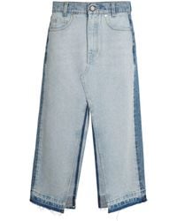 Stella McCartney - Contrast Panel Denim Midi Skirt - Lyst