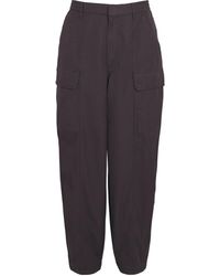 Emporio Armani - Cotton-Silk Wide-Leg Cargo Trousers - Lyst
