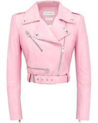 Alexander McQueen - Notched-collar Cropped Leather Jacket - Lyst