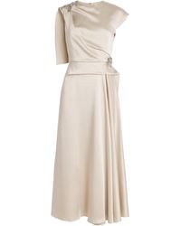 Erdem - Satin Cady Embellished Draped Midi Dress - Lyst