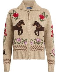 Polo Ralph Lauren - Cotton-Wool Horse Intarsia Zip-Up Cardigan - Lyst
