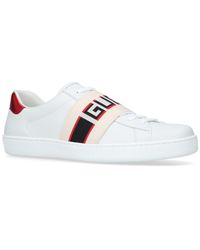 gucci new ace stripe leather trainers