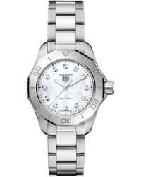 Tag Heuer - Stainless Steel, Diamond And Mother-of-pearl Aquaracer Watch 30mm - Lyst