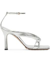 Bottega Veneta - Metallic Leather Riva Sandals 90 - Lyst