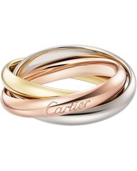 Cartier - Medium White, Yellow And Rose Gold Trinity Ring - Lyst