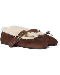 Miu Miu - Suede Shearling Ballet Flats - Lyst