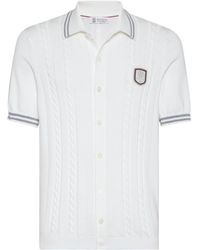 Brunello Cucinelli - Cotton Cable-knit Polo Shirt - Lyst