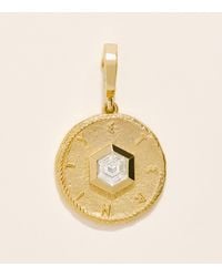 Azlee - Small And Hexagon Diamond Eternity Coin Charm - Lyst