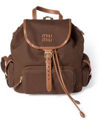Miu Miu - Canvas-Leather Backpack - Lyst