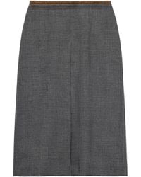 Prada - Wool Rush Stitch Midi Skirt - Lyst