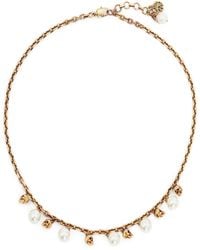 McQueen - Skull And Faux Pearl Necklace - Lyst