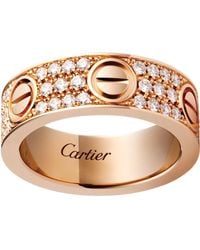 Cartier - Rose Gold And Diamond-paved Love Ring - Lyst