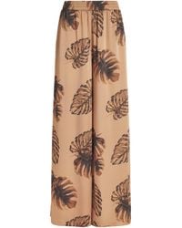 L'Agence - Satin Palm Leaf Wide-Leg Trousers - Lyst
