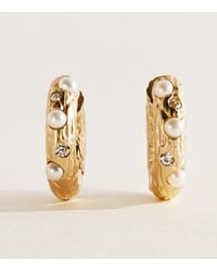 Anni Lu - Freshwater Pearl-Crystal Hoop Earrings - Lyst