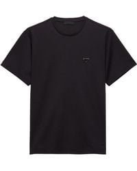 Prada - Triangle-Logo Crewneck T-Shirt - Lyst