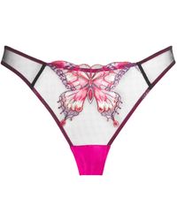 Fleur du Mal - Butterfly Embroidered Cheeky Briefs - Lyst