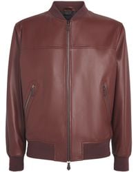 Isaia - Leather Bomber Jacket - Lyst