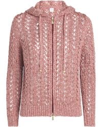 Eleventy - Linen-Blend Zip-Up Hoodie - Lyst
