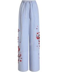 Dolce & Gabbana - Cotton-Silk Stripe Embellished Trousers - Lyst