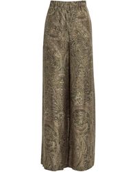 Max Mara - Silk Printed Wide-Leg Trousers - Lyst