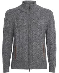 N.Peal Cashmere - Cashmere Cable-Knit Zip-Up Cardigan - Lyst