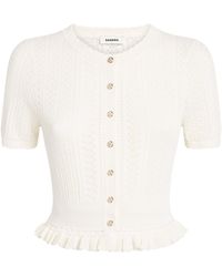 Sandro - Pointelle-Knit Cropped Cardigan - Lyst