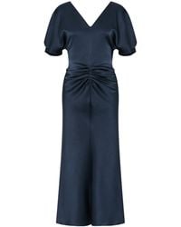 Marella - Satin Gathered Midi Dress - Lyst