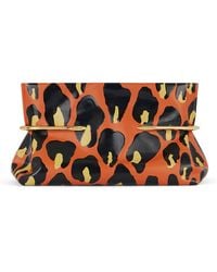 Givenchy - Leather Leopard Pinch Clutch Bag - Lyst