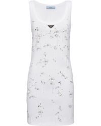 Prada - Cotton Embellished Tank Top Dress - Lyst