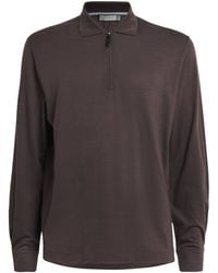 Canali - Wool Zip-Up Long-Sleeve Polo Shirt - Lyst