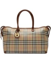 Burberry - Medium Check Zipped Tote Bag - Lyst