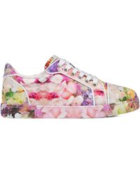 Christian Louboutin - Vieira Floral-print Crepe-satin Low-top Trainers - Lyst