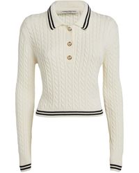 Alessandra Rich - Cable-knit Polo Sweater - Lyst