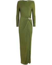 green emerald velvet dress Green Rhinestone Maxi Dress – self-portrait main image 1